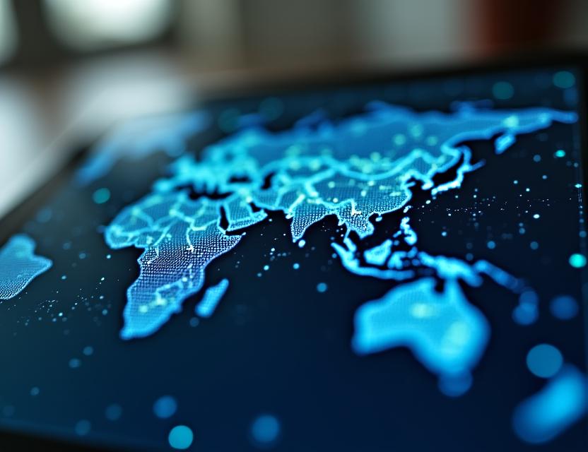 Digital interface showing global logistics mesh